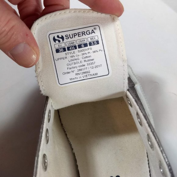 Superga silver metallic camo canvas sneaker S00DVF0 women's Size 6 - Picture 6 of 7